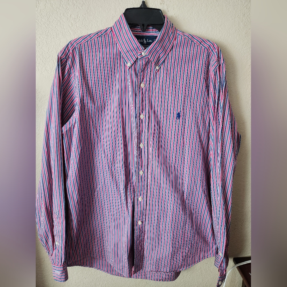 Ralph Lauren Casual Button Down Shirt Red and Blue